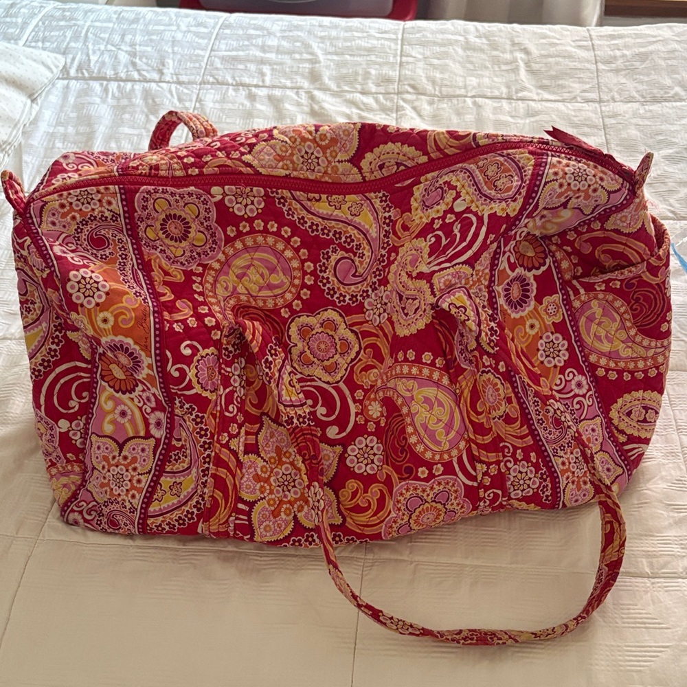 Vera Bradley Red and Pink Paisley Travel Bag